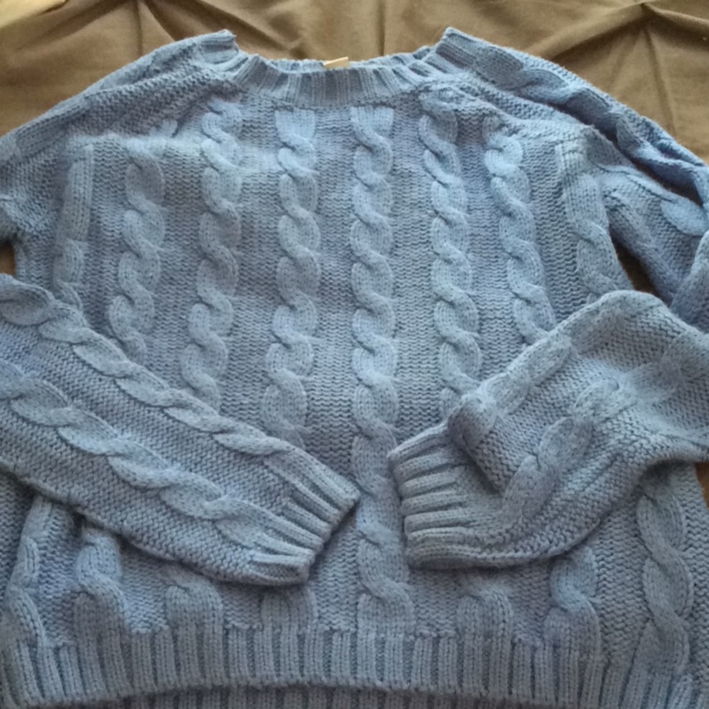 Cable sweater size small blue